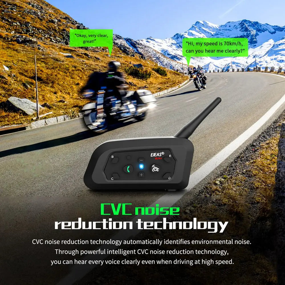 EJEAS V6 Pro+ Motorcycle Bluetooth Helmet Headset Intercom