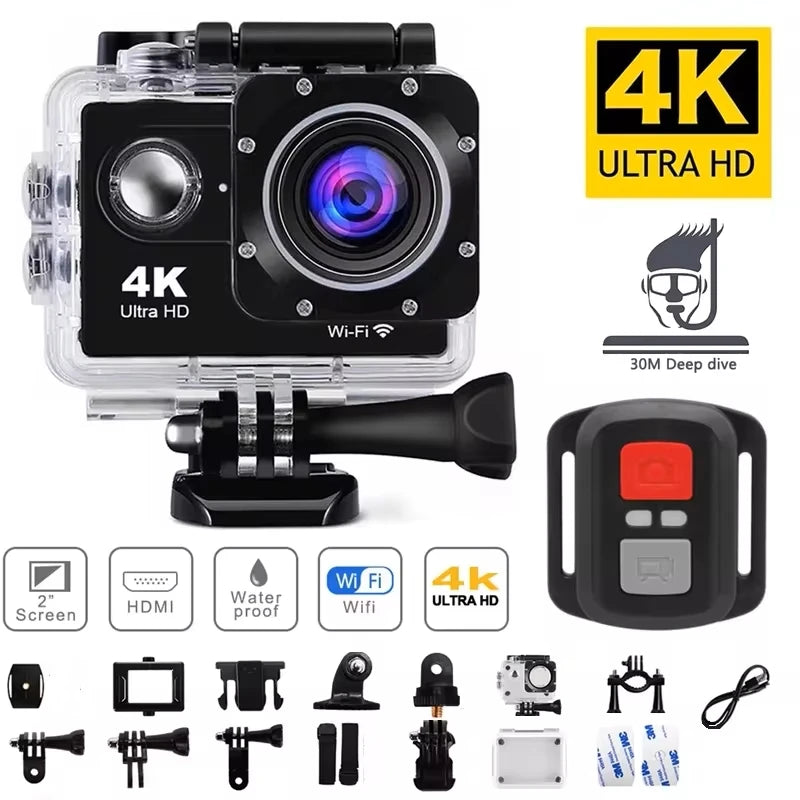Ultra HD 4K/30fps WiFi 2.0-inch 170D Waterproof Helmet Video Recording Action Camera