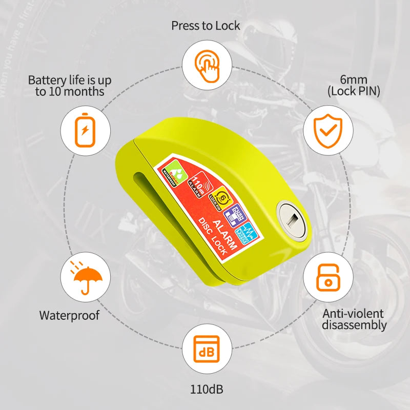 Motorcycle Lock Alarm Padlock Disc Lock