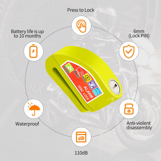 Motorcycle Lock Alarm Padlock Disc Lock