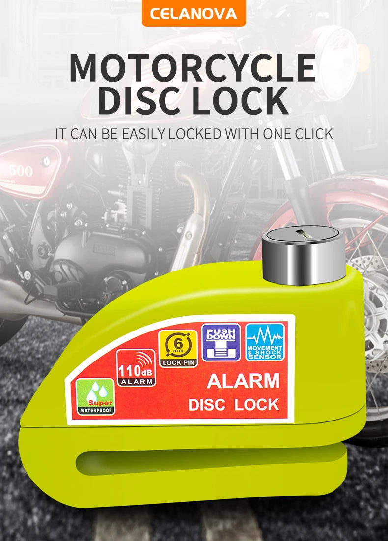Motorcycle Lock Alarm Padlock Disc Lock