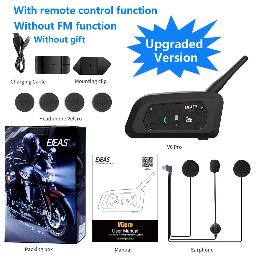 EJEAS V6 Pro+ Motorcycle Bluetooth Helmet Headset Intercom