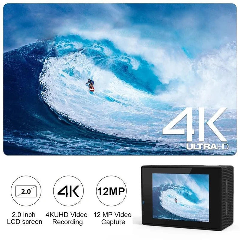Ultra HD 4K/30fps WiFi 2.0-inch 170D Waterproof Helmet Video Recording Action Camera