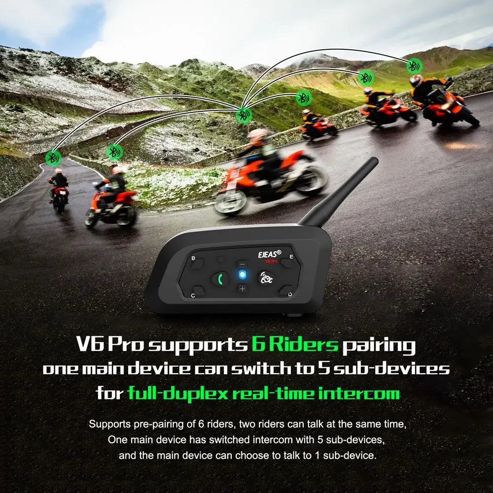 EJEAS V6 Pro+ Motorcycle Bluetooth Helmet Headset Intercom
