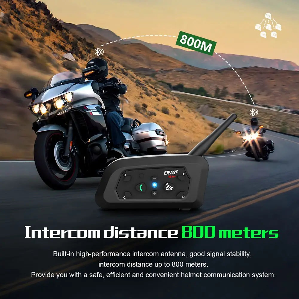 EJEAS V6 Pro+ Motorcycle Bluetooth Helmet Headset Intercom