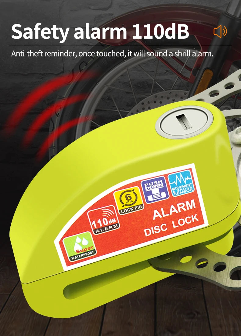 Motorcycle Lock Alarm Padlock Disc Lock