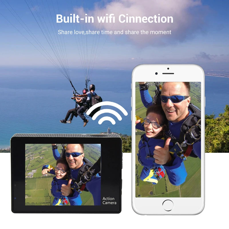 Ultra HD 4K/30fps WiFi 2.0-inch 170D Waterproof Helmet Video Recording Action Camera