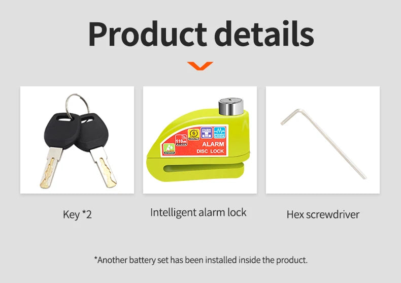 Motorcycle Lock Alarm Padlock Disc Lock