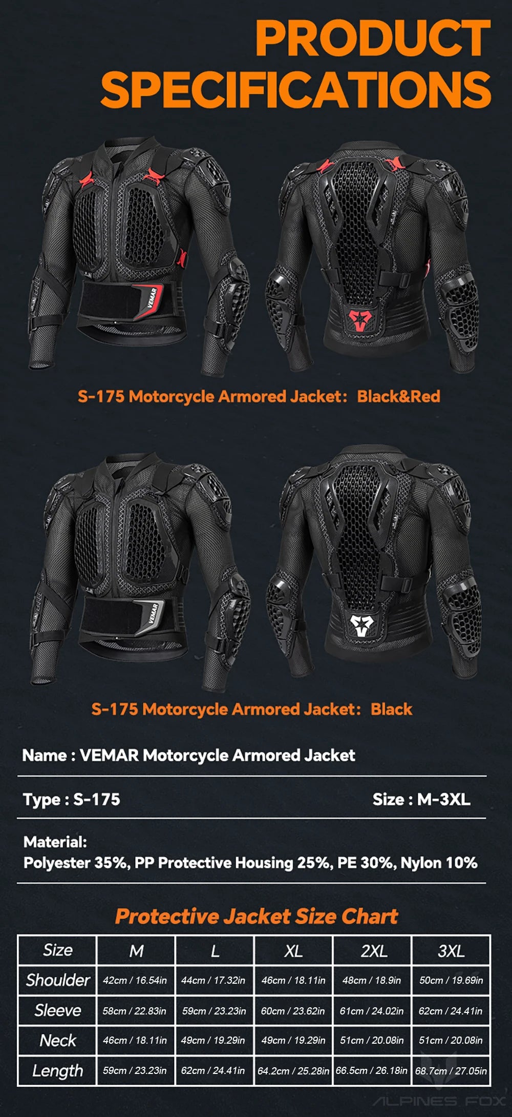 VEMAR Unisex Motorcycle Body Armor