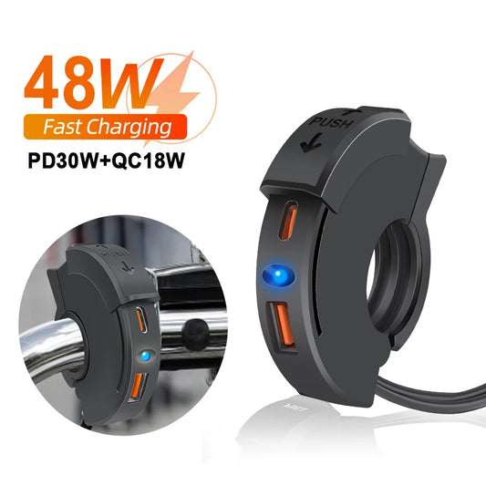Motorcycle USB Handlebar Fast Charger