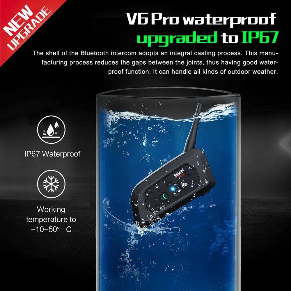 EJEAS V6 Pro+ Motorcycle Bluetooth Helmet Headset Intercom