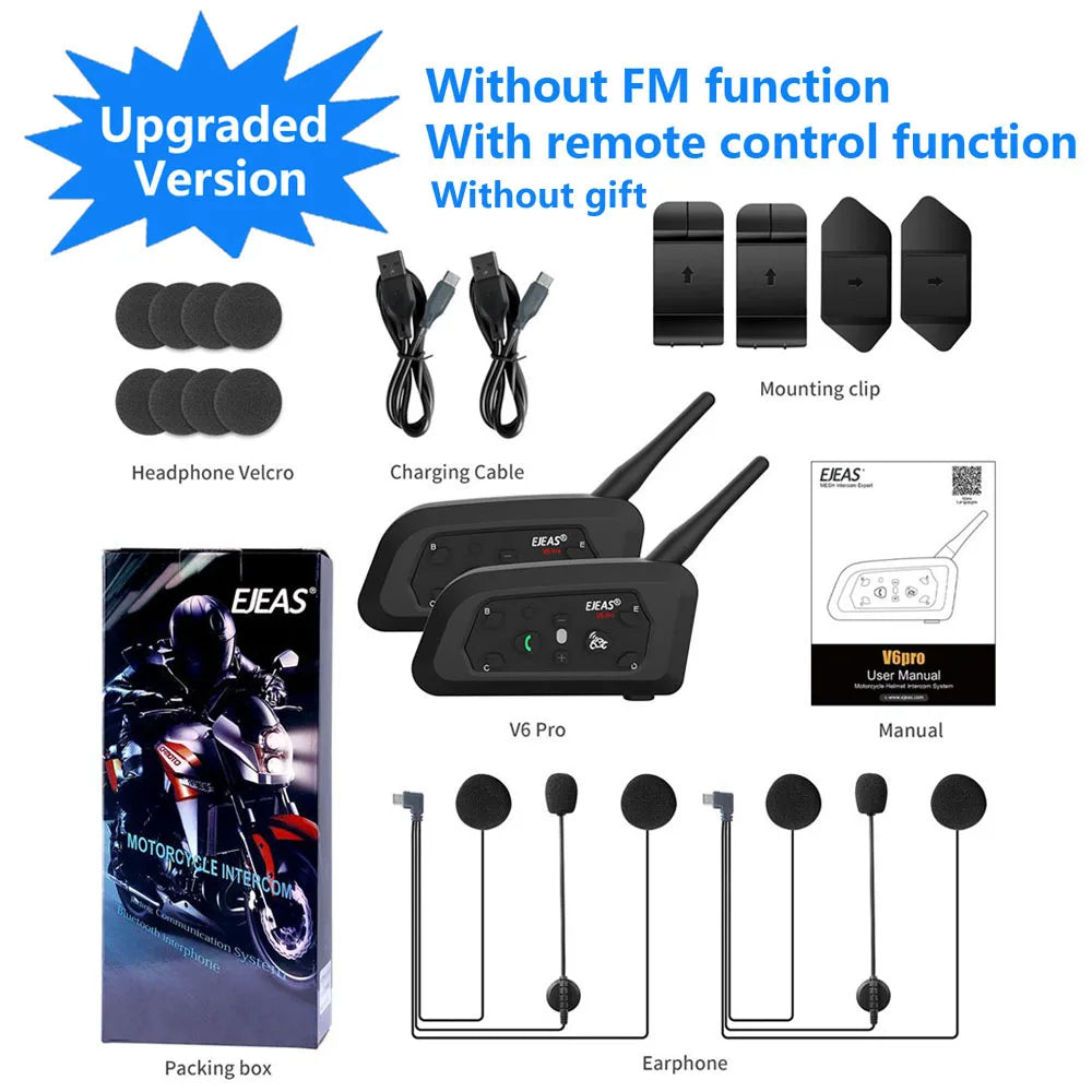 EJEAS V6 Pro+ Motorcycle Bluetooth Helmet Headset Intercom