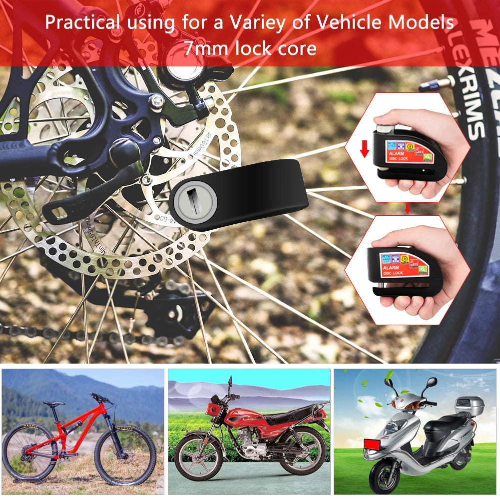 Motorcycle Lock Alarm Padlock Disc Lock