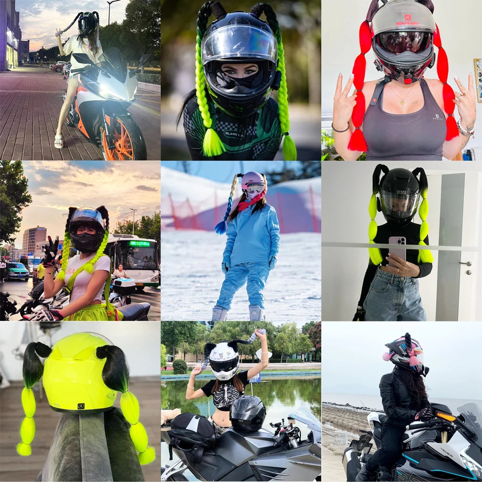 Jumbo Braids Ponytail For Motorcycle Helmet