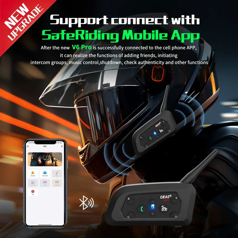 EJEAS V6 Pro+ Motorcycle Bluetooth Helmet Headset Intercom